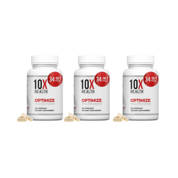 10X Health Optimize Methylated Multivitamin for Men & Women - 34 in 1 Formula with 800 Mcg of Vitamin B12, Vitamin E, 5-MTHF, B Complex, NAC, Magnesium & Zinc Multivitamins - 90 Capsules 3 Pack
