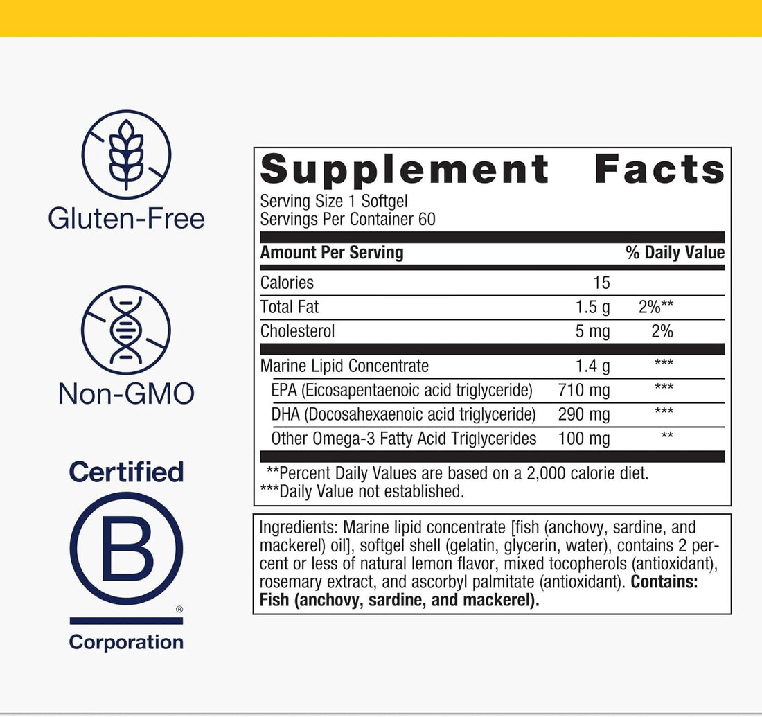 Metagenics OmegaGenics Fish Oil EPA-DHA 1000 mg - High Potency - Omega-3 Fish Oil Supplement - for Heart Health, Musculoskeletal Health & Immune System Health* - with DHA & EPA - 120 Softgels