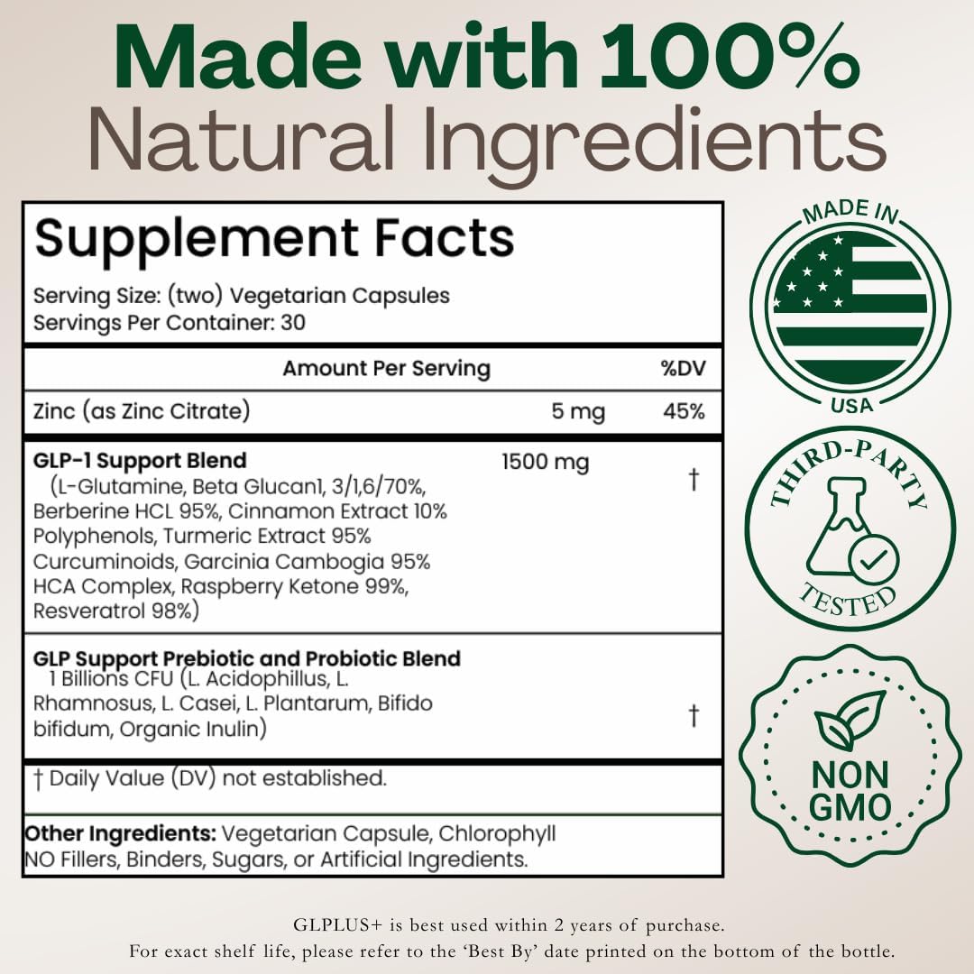 GLP-1 Supplement for Women and Men | Hunger & Metabolism Support - Expert Formulated to Support GLP1 Naturally | Probiotic and Prebiotic (60 Capsules)