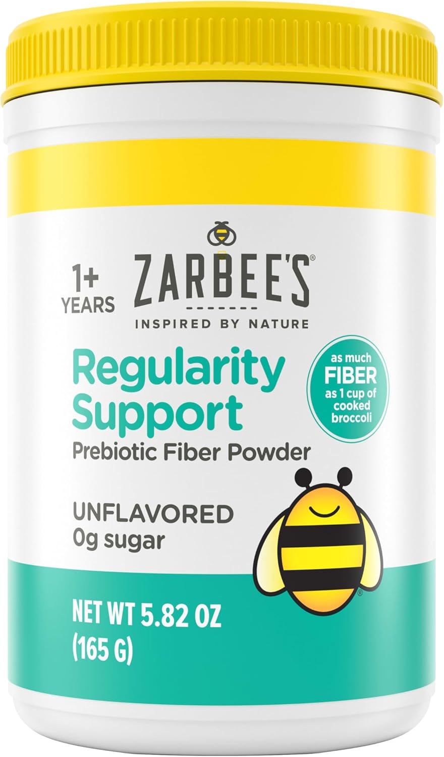 Zarbee's Children's Regularity Support* Prebiotic Fiber Powder, Flavorless Fiber Powder for Kids to Help Reduce Occasional Constipation*, Daily Fiber Supplement for Toddlers, 5.82 oz