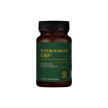 Global Healing Center Supercharged C60 - Micro-Activated Carbon Fullerene w/Organic MCT Powder, 10 Times More Powerful Than Regular C60 Supplements - Helps Detoxification, Aging (30 Capsules)